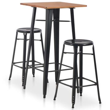 vidaXL 3-delige Barset staal zwart, Verzenden, Nieuw