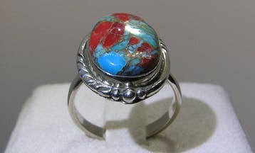 Coral Turquoise Matrix ring - Hoogte: 26 mm - Breedte: 20