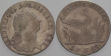 1/4 taler, daalder 1764 F Magdeburg Brandenburg-Pruisen F..., Verzenden