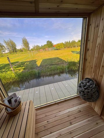 Neptune Sauna spiegel / Privacy glas - Buitensauna Red Cedar, Ophalen of Verzenden, Nieuw, Fins of Traditioneel, Complete sauna
