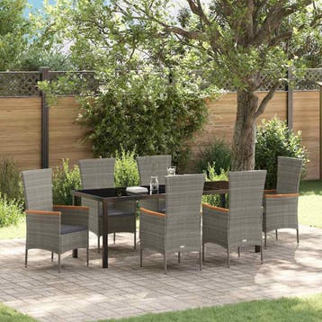 vidaXL Tuin Eettafel Set 7 st Grijs Gepoedercoat staal, Verzenden, Nieuw