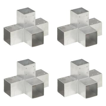 vidaXL Paalverbindingen 4 st X-vorm 91x91 mm gegalvaniseerd, Tuin en Terras, Verzenden, Nieuw