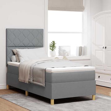 vidaXL LED Box Spring Bed met hoofdeinde Lichtgrijs 100 x, Verzenden