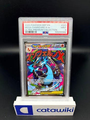 Pokémon - 1 Graded card - Mega Charizard X ex MEP 023 PSA 9, Hobby en Vrije tijd, Nieuw