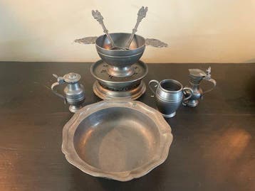 Prachtige Complete Collectie Vintage WMF Zinn & Siertin en