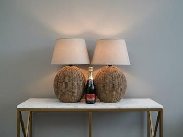 Lamp (2) - Rattan-set van twee - gevlochten rattan - ** Geen, Antiek en Kunst
