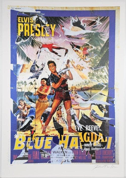 Mimmo Rotella (1918-2006) - Blue Hawaii, Antiek en Kunst, Antiek | Overige Antiek