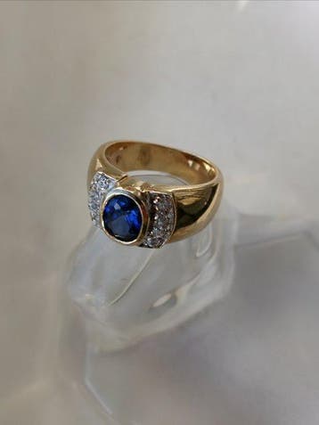 Zilver, Sapphire - Ring - Art Deco-stijl