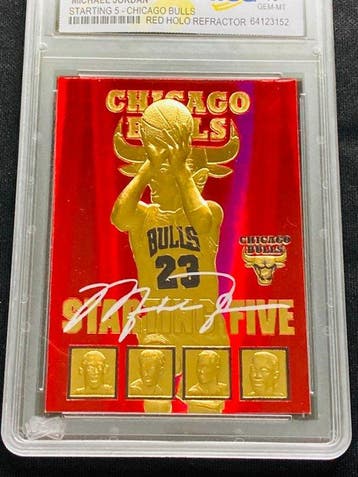 1996 Skybox Michael Jordan Red Holo Refractor - Signature, Nieuw