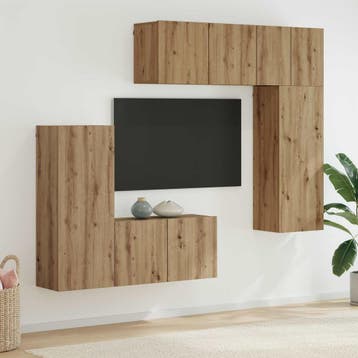 vidaXL TV Wand Eenheid 5 st Artisan Eiken Bewerkt hout, Verzenden, Nieuw