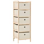 vidaXL Opbergmeubel met 5 stoffen manden cederhout beige, Huis en Inrichting, Verzenden, Nieuw