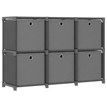 vidaXL Kast met 6 vakken met boxen 103x30x72,5 cm stof grijs, Verzenden