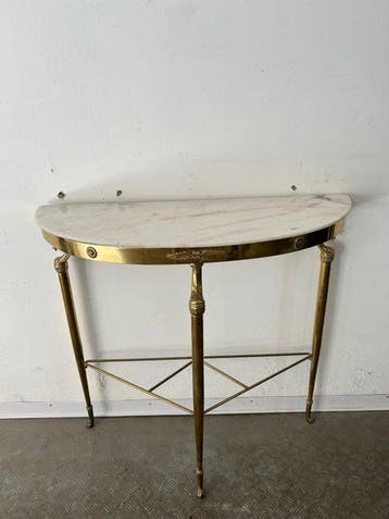 Wandtafel - Messing, Marmer - Consoletafel in messing en, Antiek en Kunst