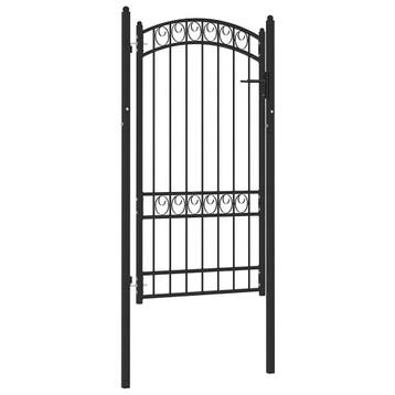 vidaXL Poort met gebogen bovenkant 100x175 cm staal zwart, Tuin en Terras, Verzenden, Nieuw
