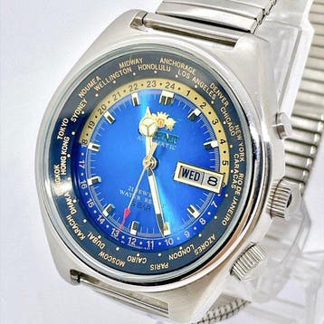 Orient - World Timer 21stones Vintage - Sans prix de réserve, Handtassen en Accessoires, Horloges | Heren, Nieuw