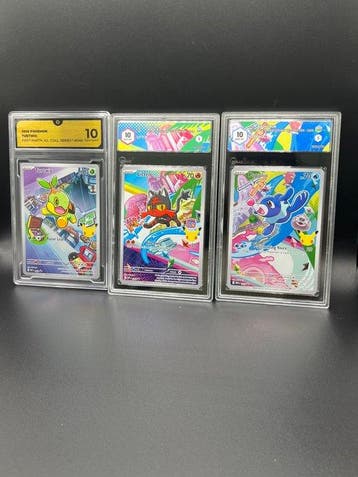 Pokémon - 3 Graded card Turtwig Litten Poplip Graded 10 Set!, Nieuw