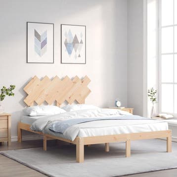 vidaXL Bedframe met hoofdbord massief hout, Verzenden, Nieuw