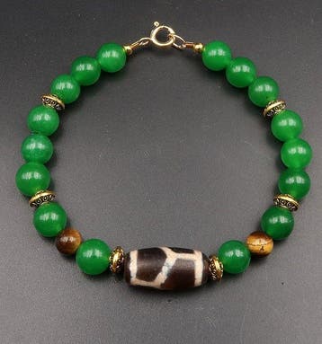 Smaragd - Boeddhistische armband - Dzi Schildpadenschubben -
