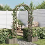 vidaXL Pergola met plantenbak massief vurenhout grijs, Verzenden