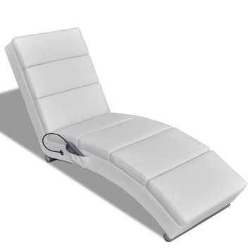 vidaXL Massagelounger kunstleer wit, Verzenden