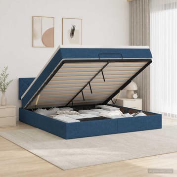 vidaXL Ottoman bed met matras met hoofdeinde Blauw 140 x 200, Verzenden, Nieuw