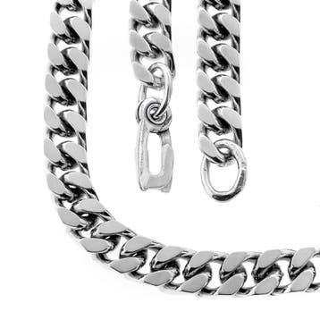 Zilveren robuuste gourmetschakel ketting, Handtassen en Accessoires, Kettingen, Ophalen of Verzenden, Gebruikt, Zilver, Zilver