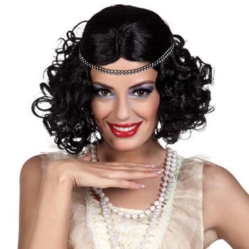 Zwarte Pruik Flapper Met Hoofdband, Verzenden