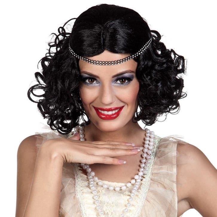 Zwarte Pruik Flapper Met Hoofdband, Hobby & Loisirs créatifs, Articles de fête, Envoi