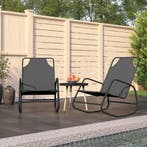 vidaXL Ligstoelen 2 st schommelend staal en textileen grijs, Tuin en Terras, Verzenden, Nieuw