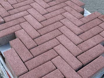 Veiling - 8 M2 Betonsteen Rood Met Facet 21x6,8x8 Cm, Jardin & Terrasse, Pavé & Dalles