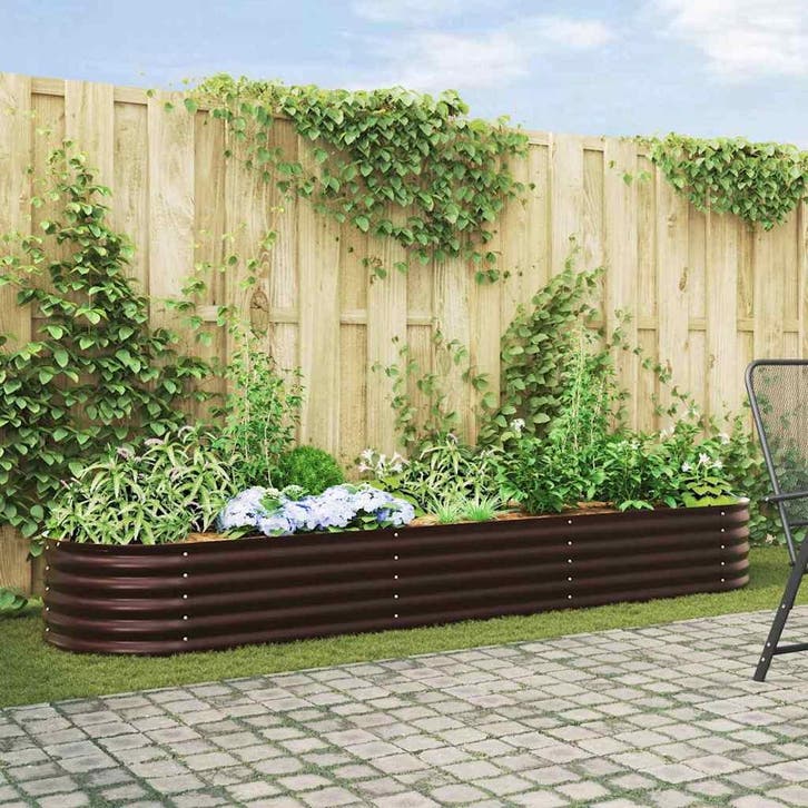vidaXL Verhoogd bed Bruin 320 x 80 x 44 cm Staal, Tuin en Terras, Bloempotten, Nieuw, Verzenden