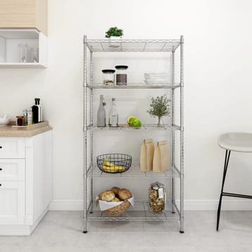 vidaXL Opbergrek 5-laags 250 kg 90x35x180 cm chroomkleurig, Verzenden, Nieuw