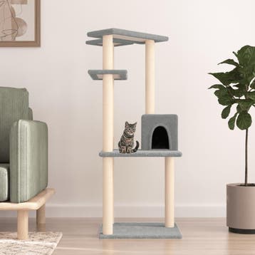 vidaXL Kattenmeubel met sisal krabpalen 123 cm lichtgrijs, Verzenden, Nieuw