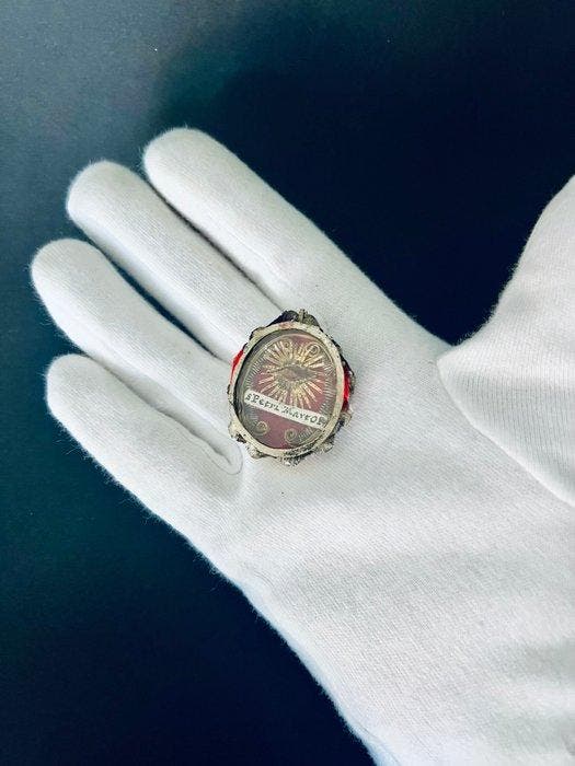 Reliekhouder - geplateerd met zilver - 1750-1800 - Saint, Antiek en Kunst, Kunst | Niet-Westerse kunst