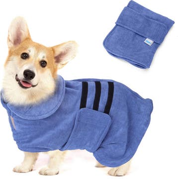 Hondenbadjas - Badjas hond - Ruglengte 50 cm - M - Blauw - N, Verzenden