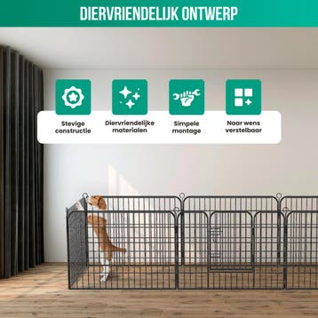 Avalo Puppyren Ø210cm Opvouwbaar Zwart - 8 panelen 80x60cm, Dieren en Toebehoren, Verzenden, Nieuw