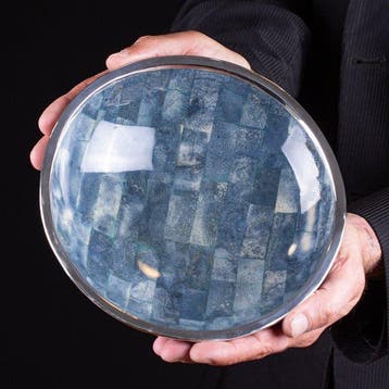 Prachtige Blauwe CoralMosaic-kom - Zilver 925 - Zeldzaam, Verzamelen