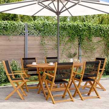 vidaXL Klapstoelen 6 stuks Zwart Massief Acaciahout, Verzenden, Nieuw