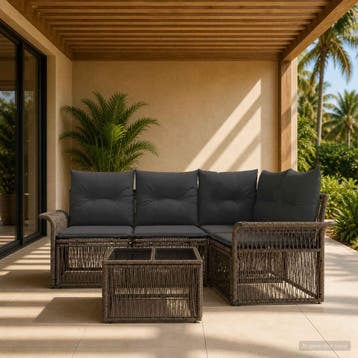 vidaXL Tuinbank Set 5 st Grijs poly rattan, Verzenden, Nieuw