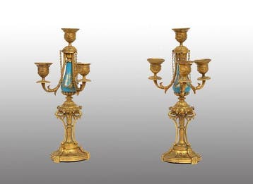 Chandelier (2) - Bronze doré - Paire de bougeoirs