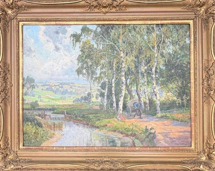 Alois Arnegger (1879-1967) - A Man Pulling A Cart, Antiquités & Art, Art | Peinture | Classique