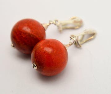 Koraal - Fijn rood koraal - 13,0 g - Oorbellen, Verzamelen
