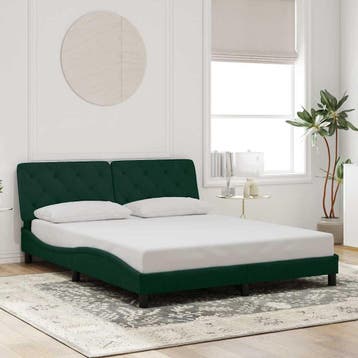 vidaXL Bedframe zonder matras 160x200 cm fluweel donkergroen, Verzenden