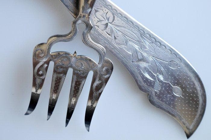 Serveerset voor vis - .950 zilver - Parijs, Antiek en Kunst, Antiek | Zilver en Goud