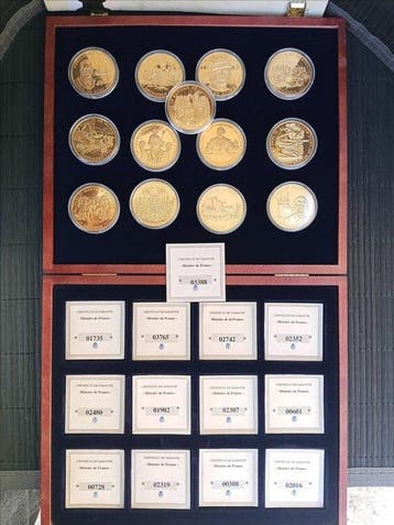 Frankrijk. 13 Pièces Médailles collection Histoire de, Postzegels en Munten