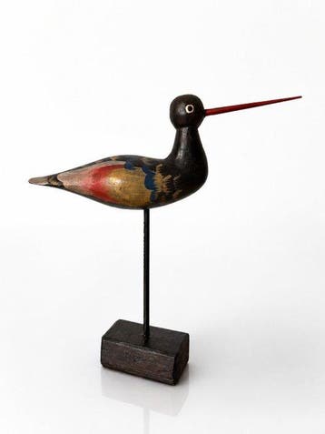 Lokeend - Vintage Hand-Painted Wooden Godwit Shorebird