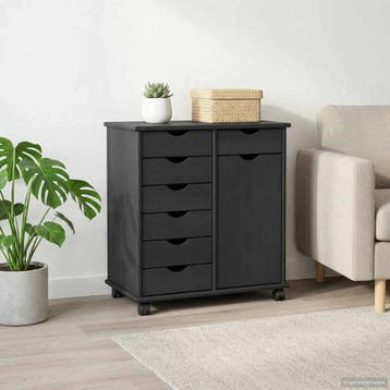 vidaXL Rollende kast 63,5 x 39 x 65,5 cm Massief vurenhout, Huis en Inrichting, Kasten | Overige, Verzenden, Nieuw
