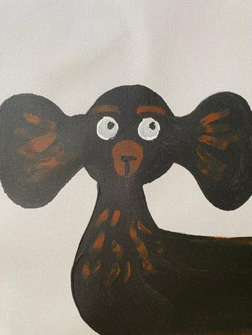 Tetiana Zaitseva - Acrylic Painting XL Wide dog no 232, Antiek en Kunst, Kunst | Schilderijen | Modern