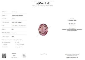 1 pcs Paars, Oranje Ametrien - 65.06 ct - nternational