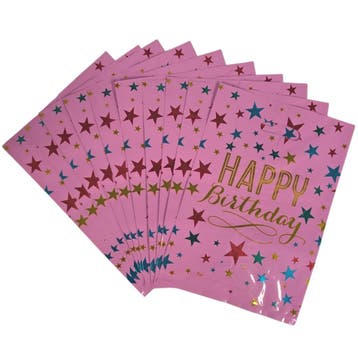 Fako Bijoux - Folie Uitdeelzakjes Happy Birthday - 10 stuks, Diversen, Cadeauverpakkingen, Verzenden, Nieuw